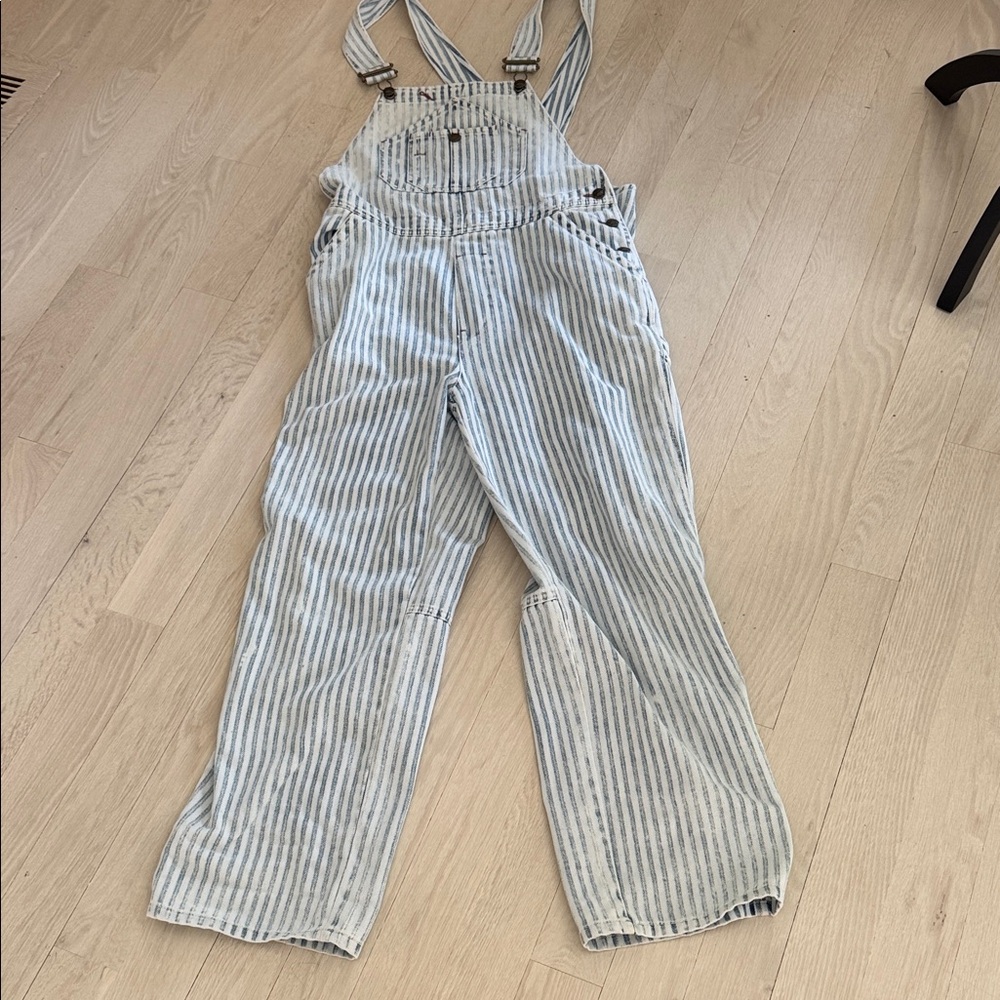 Faherty Blue Striped Women Jeans Overalls